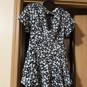 Floral Black and White Romper